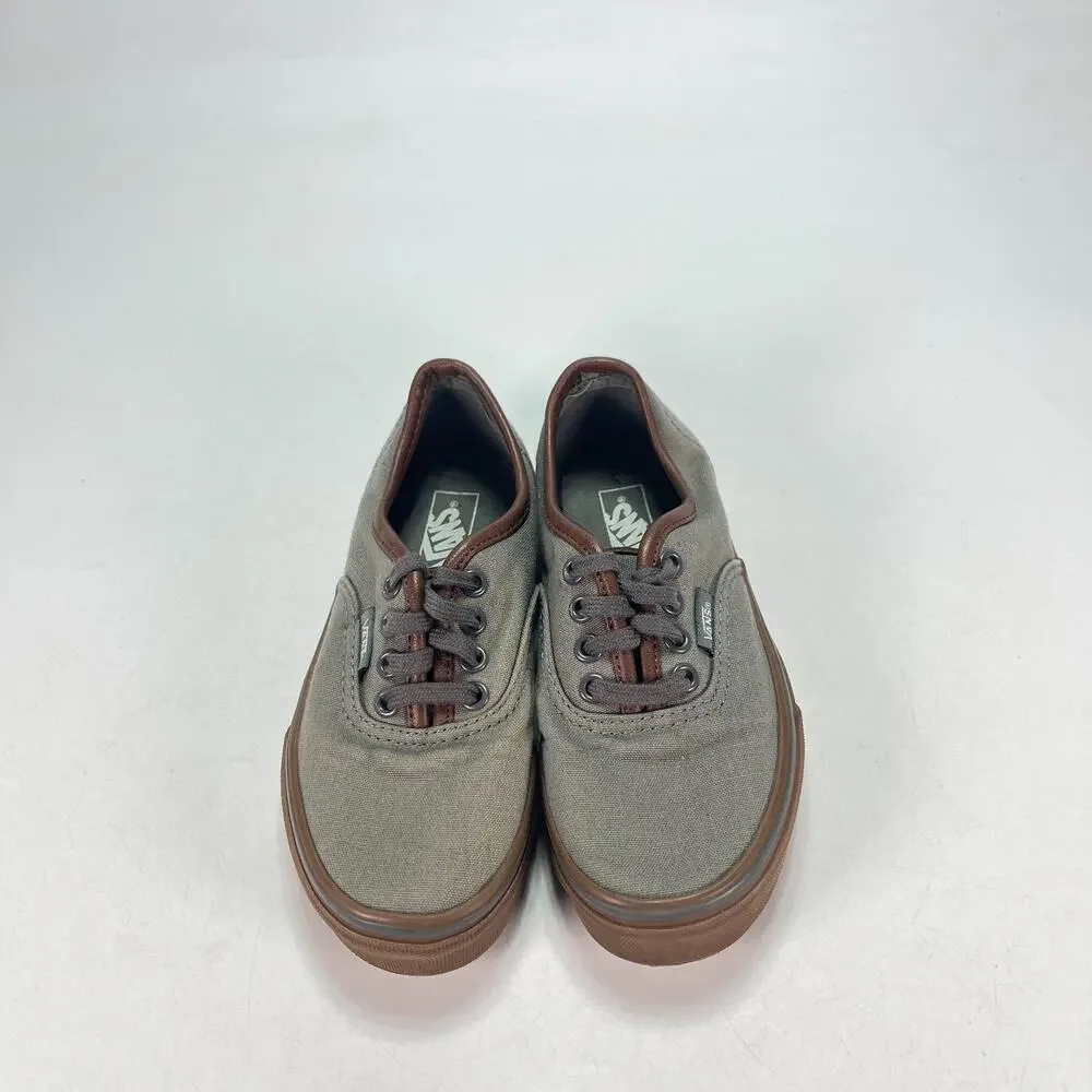 Vans Era Pewter Grey Brown Gum Canvas Authentic Low Top Skate Shoes Kids Sz 13.5